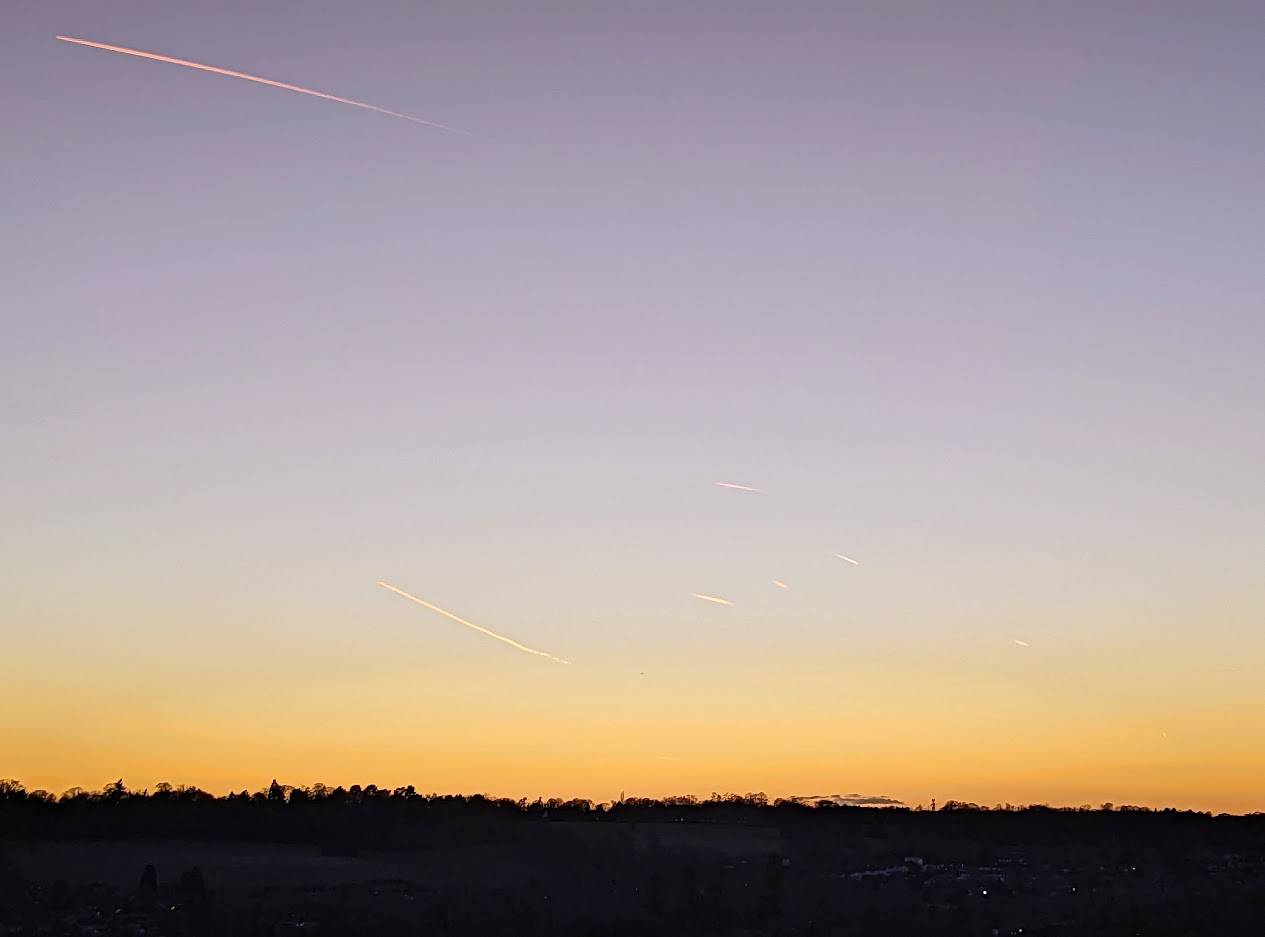 Berkhamsted, Herts, Contrails at sunset...