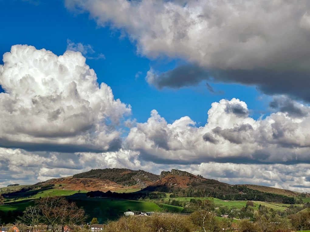 leek, staffordshire, Cumulus building  on a cold March afternoon....