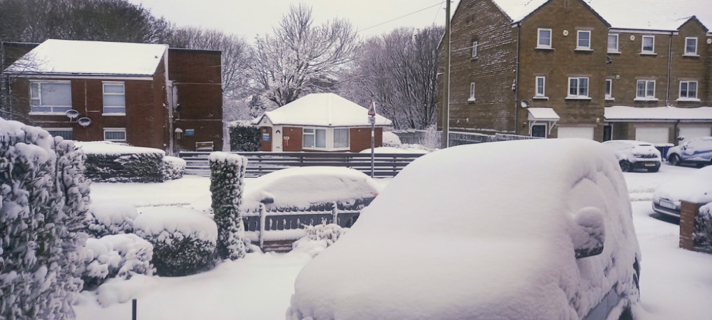 Burnley, Lancashire, Spring snowfall...