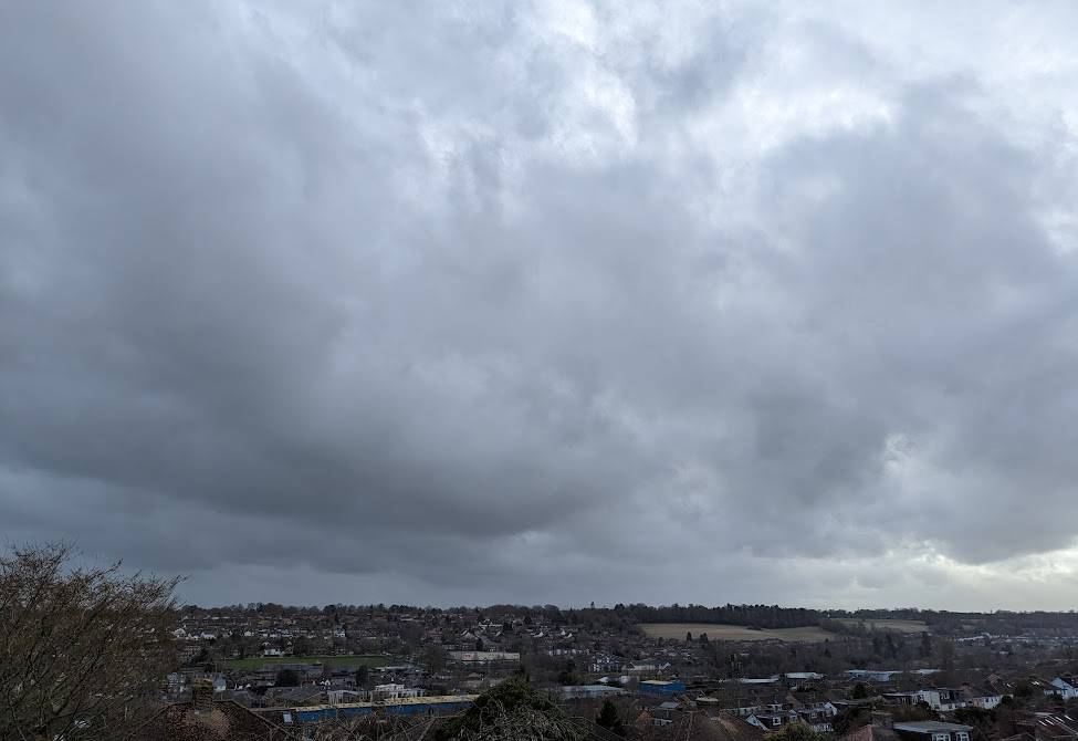 Berkhamsted, Herts, Overcast and mild March weather...