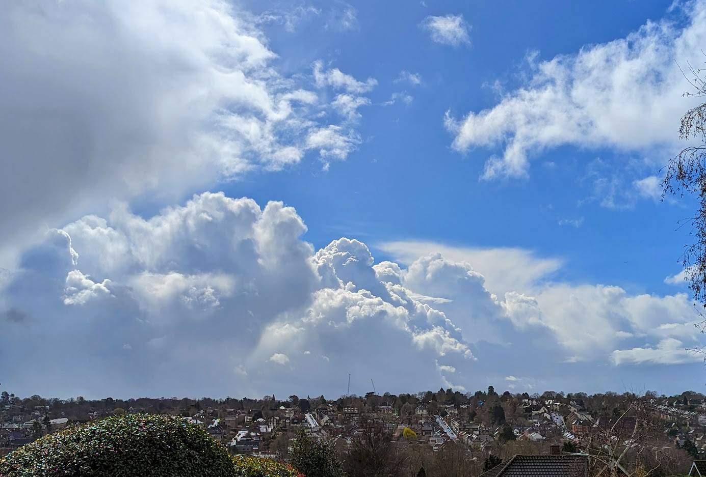 Sunny spells and downpours Berkhamsted, Herts,, sent by Brian Gaze