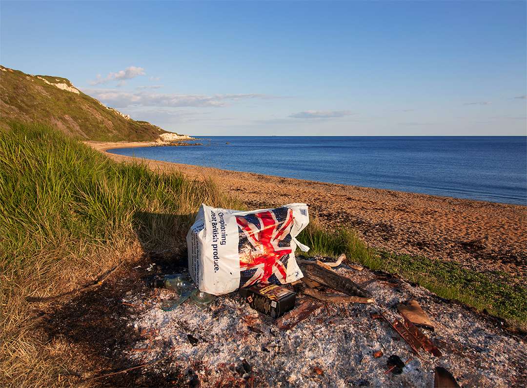 Ringstead, Dorset, Lazy Britain - rubbish left by wild campers Ringstead Bay...