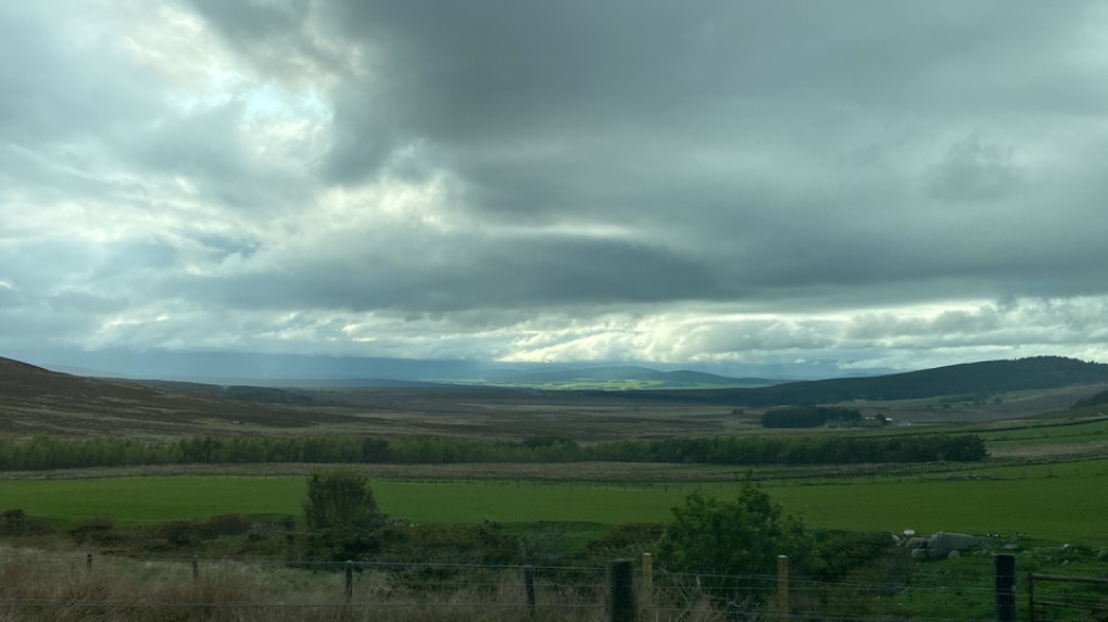 A939 between Tomintoul and Grantown on Spey, Banffshire, More mist on the hills ...