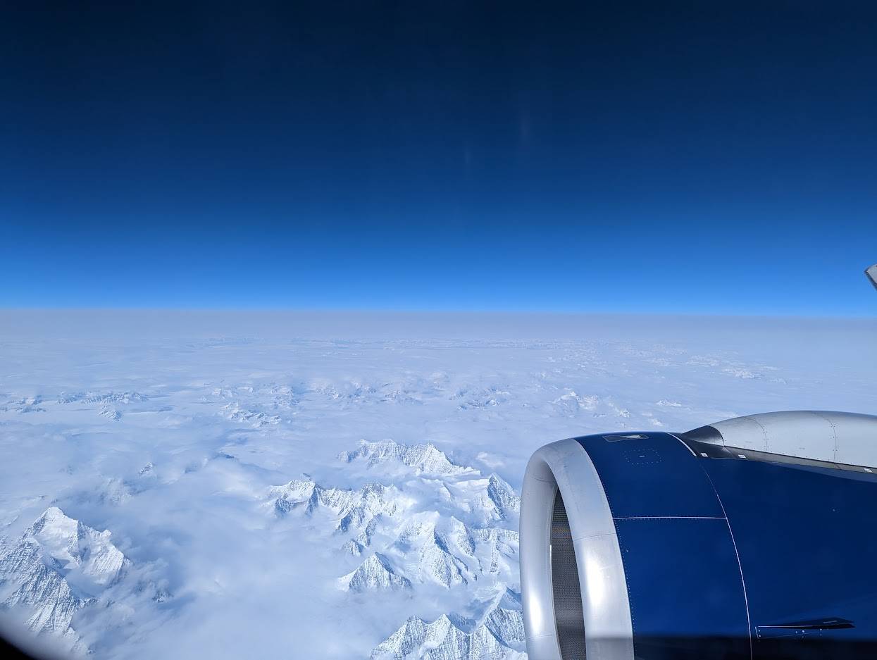 Greenland ice sheet viewed from an A330neo Greenland, ,Greenland, sent by Brian Gaze