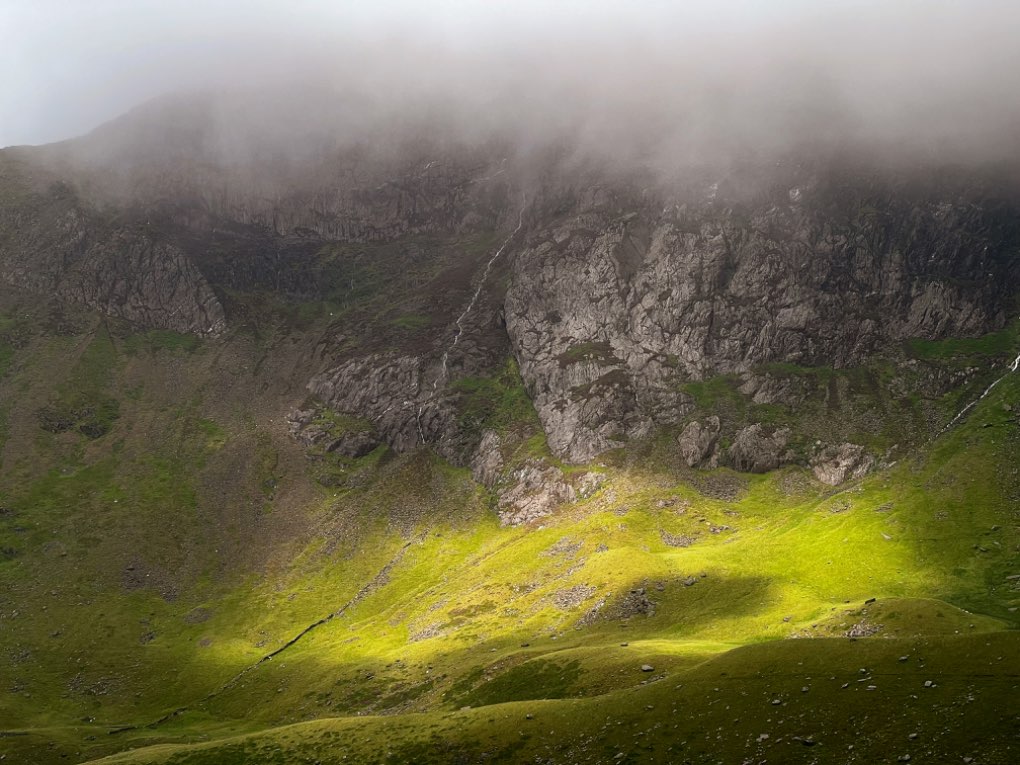 Llanberis, , Snowdon on a very wild july day....