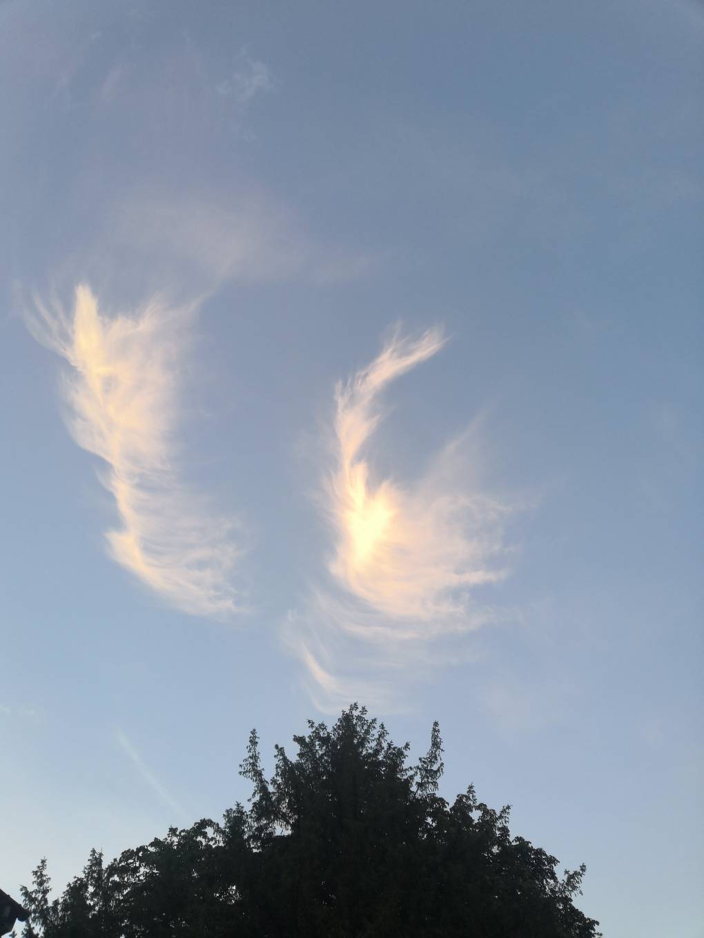 Syston, Leics, Firey cirrus over Leicestershire...