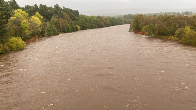 Grantown on Spey, Highlands, The River Spey in spate ( about 6 feet above summer level)!...