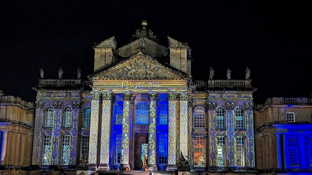 Blenheim Palace, , Blenheim Palace projector at the start of the Christmas light trail...