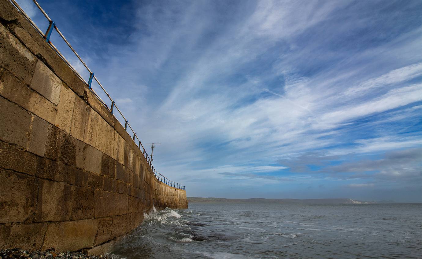 Weymouth, Dorset, The Wall - Stone Pier looking to Weymouth Bay...