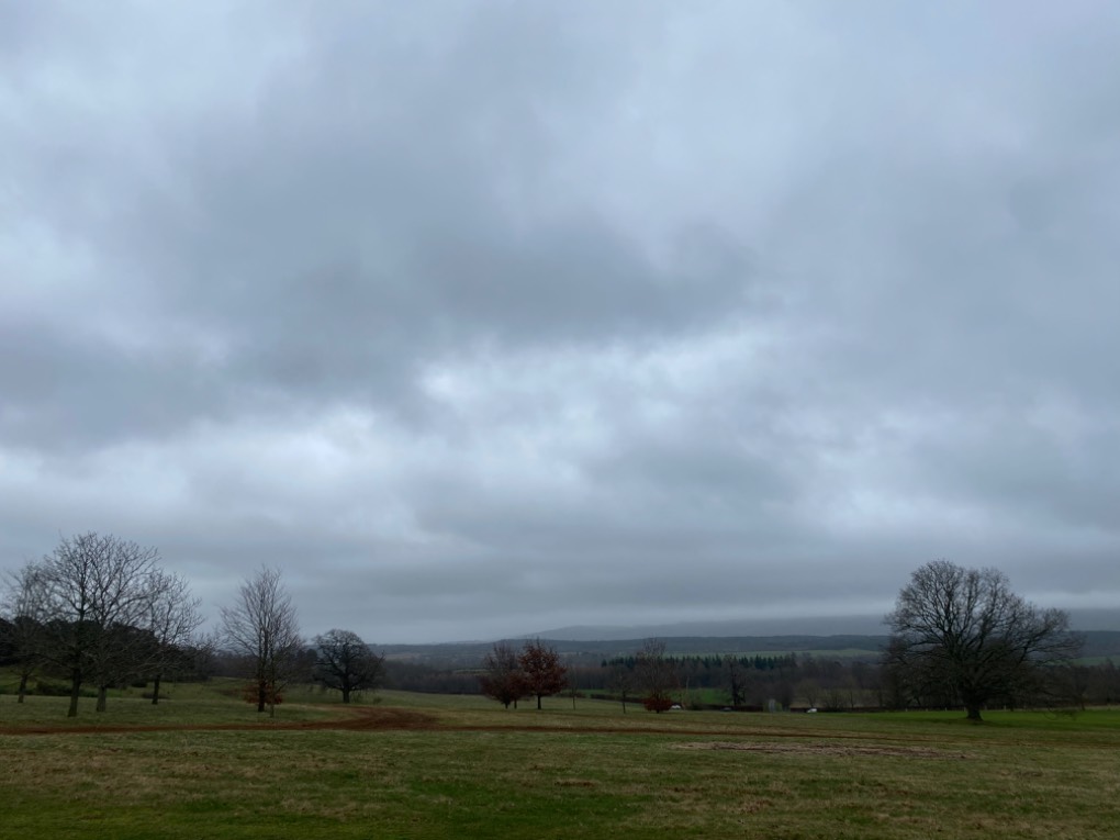 Midhurst, , Christmas Eve gloom, at a cloudy and windy Cowdray Park golf course...