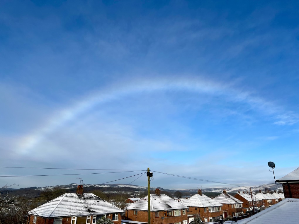 Leek, Staffordshire, Snowbow earlier,cold and snowy start to the day....