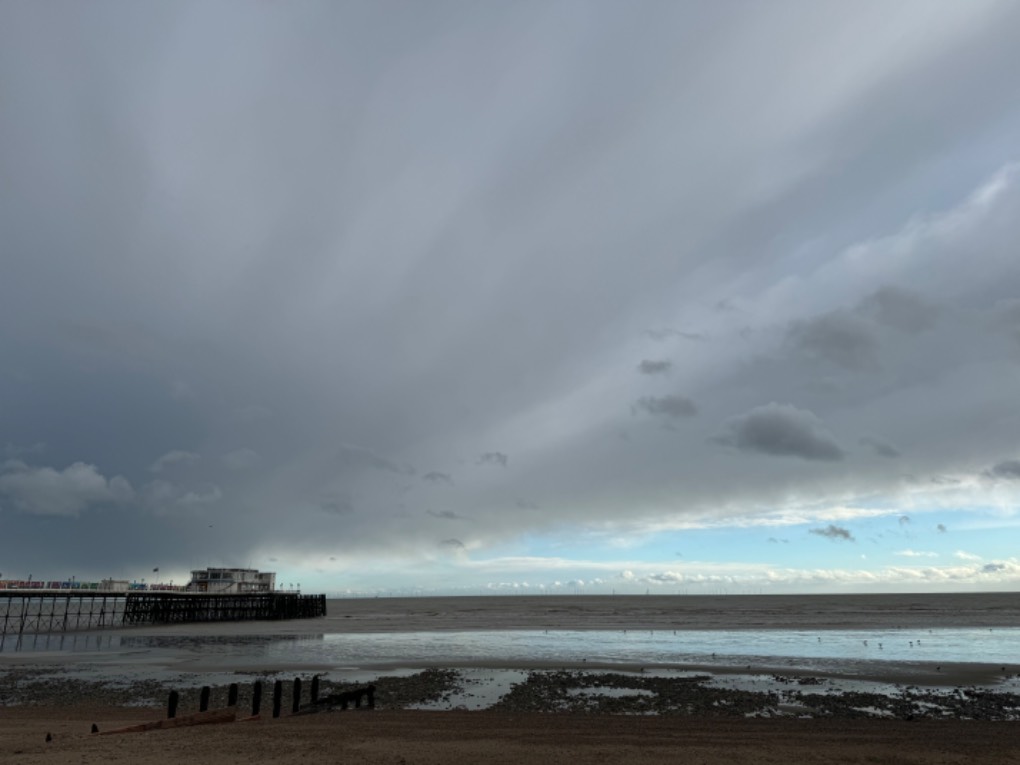 Worthing, West Sussex, The cold front clearing - finally - at a cool and blustery Worthing....
