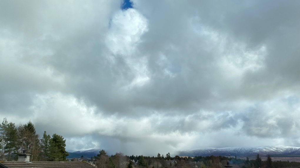 Grantown on Spey, Highlands, Passing snow shower ...