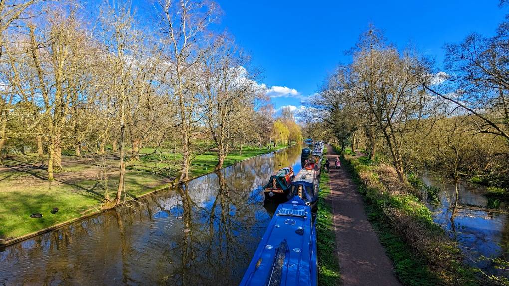 Berkhamsted, , Grand Union canal on a sunny day in late March...