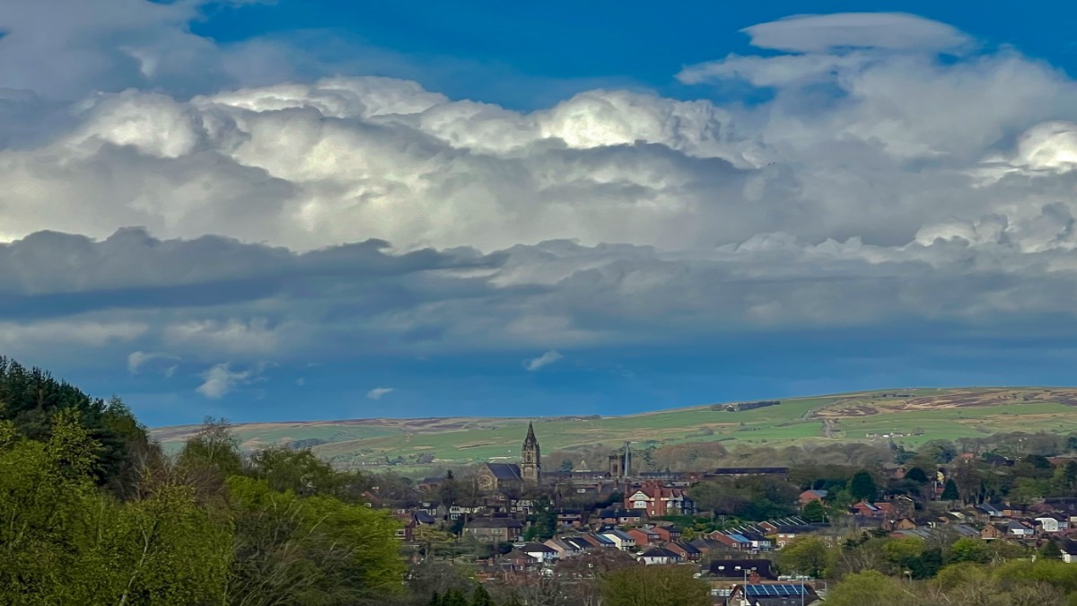 leek, staffordshire, Heavy and sometimes thundery showers on the hills surrounding Leek....