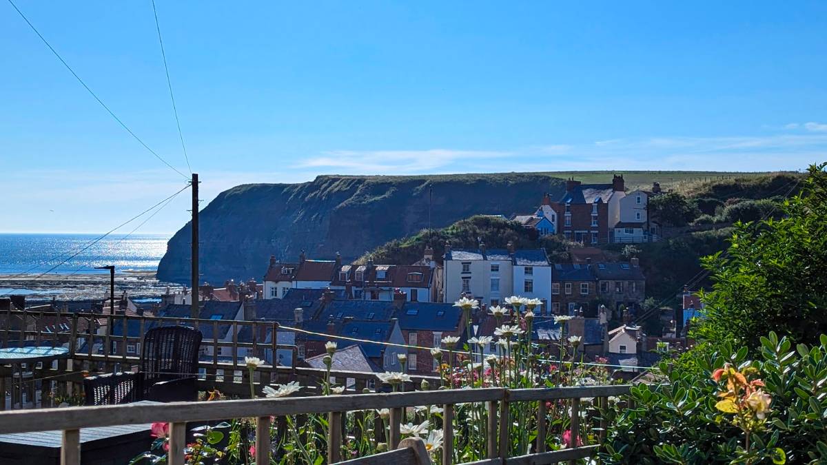 Staithes, Yorkshire, Staithes, North Yorkshire. A fine and very warm July day. ...