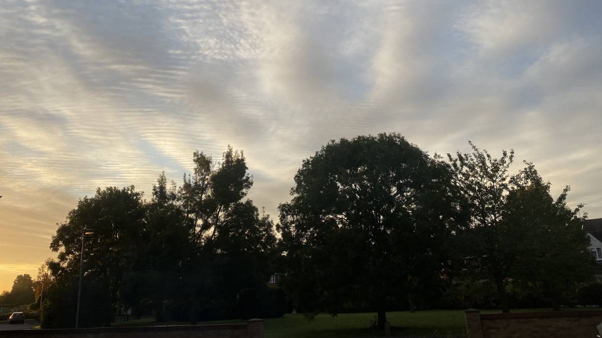 Sunrise on the village green Spalding, Lincolnshire,United Kingdom, sent by Windy Willow