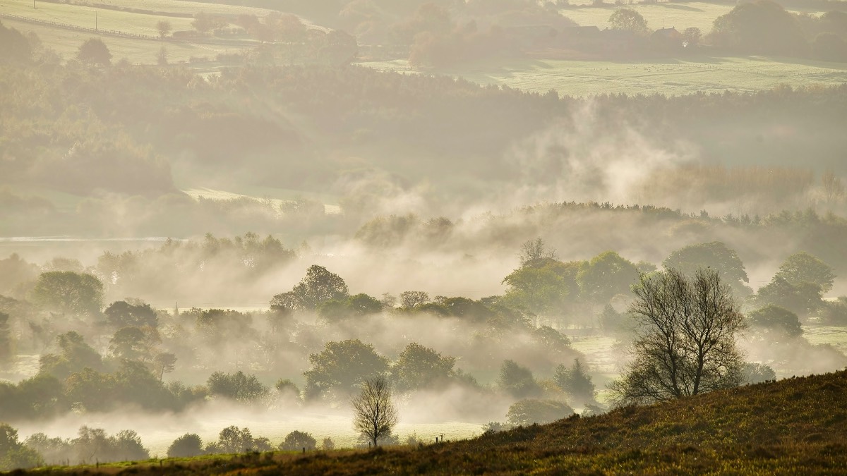Leek, Staffordshire, Sunny and misty in places this morning after last nights heavy rain....