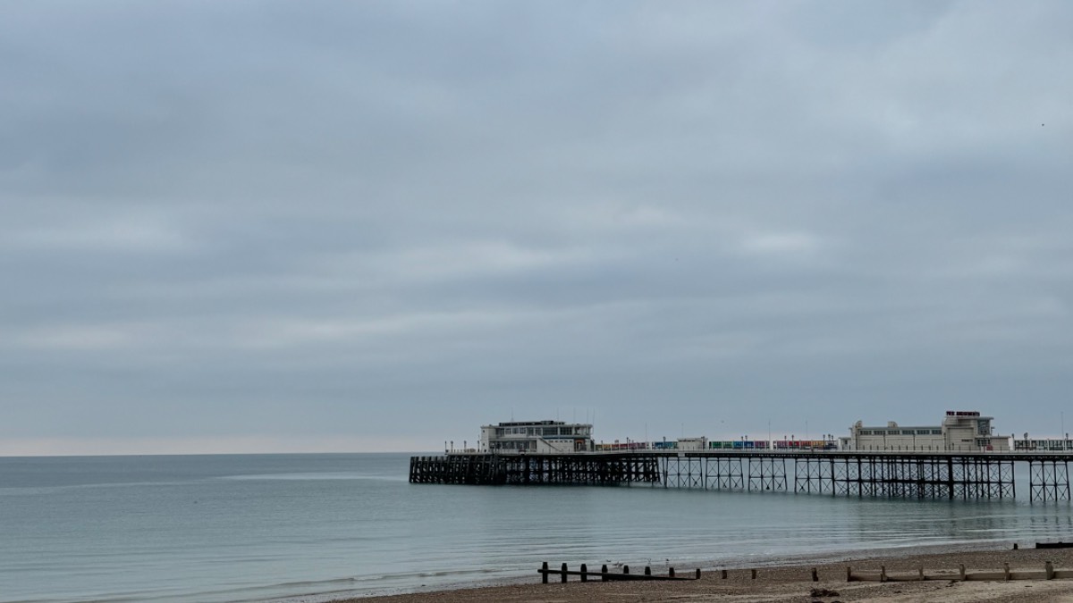 Worthing, , Nothing to see here. A flat calm at Worthing pier....