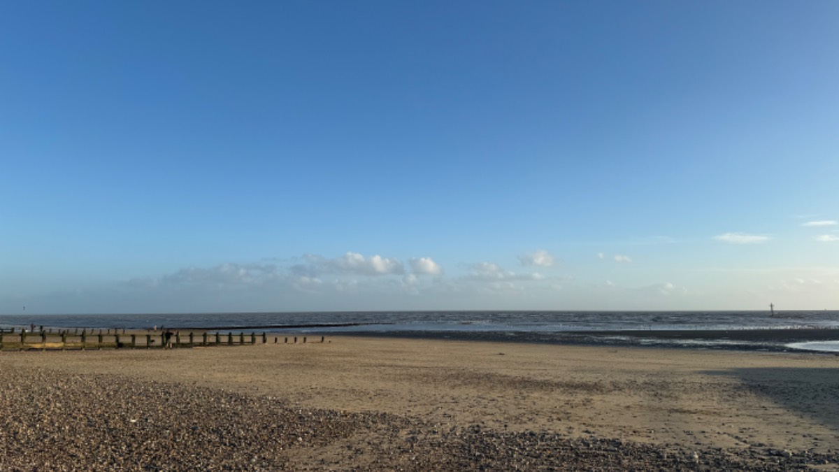 , , Blissful on Littlehampton beach, after the storm of the weekend ...