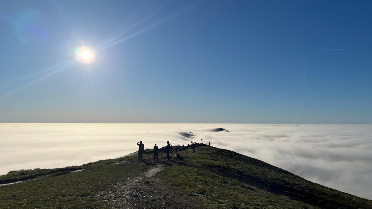 Malvern, Worcestershire, Temperature inversion over the Malvern Hills on Boxing Day...