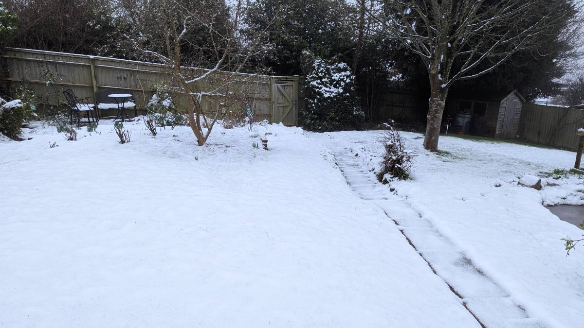 Berkhamsted, Herts, Snow melting and compressing ...
