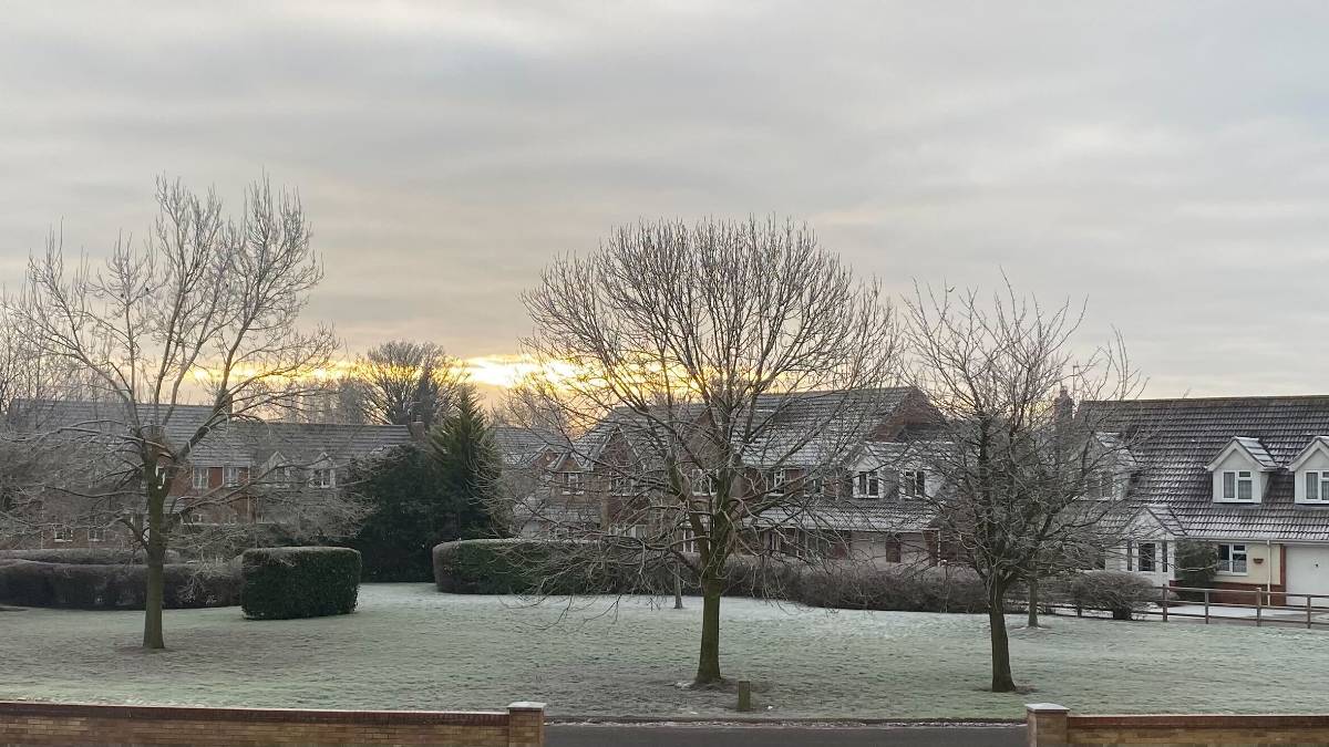Spalding, Lincolnshire, Frosty Village green, could almost believe it was snow, almost....