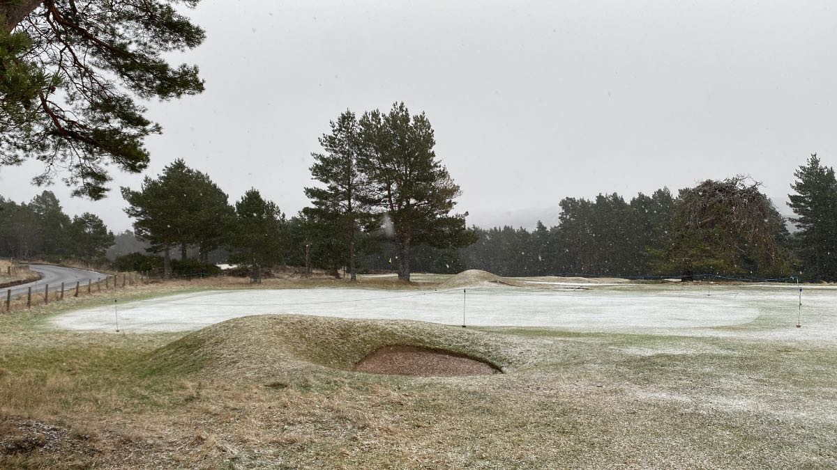 Grantown on Spey, Highlands, A skiff of snow on the golf course this morning....