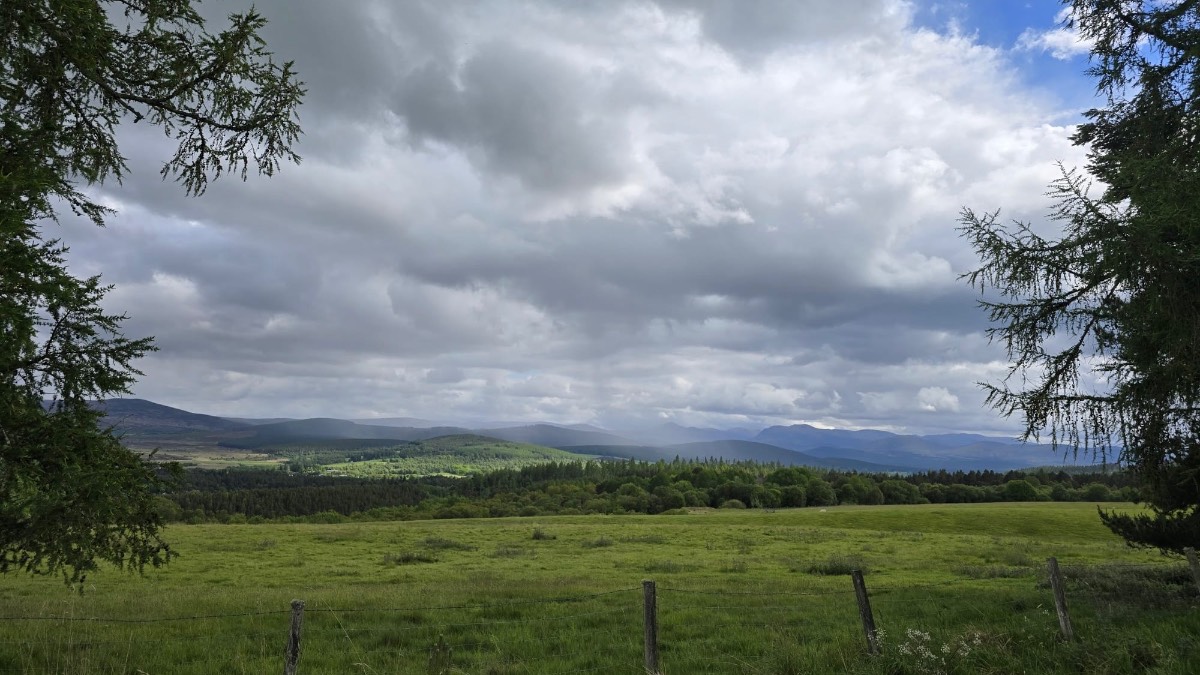 Grantown on Spey, Highlands, Showers on the hills. ...