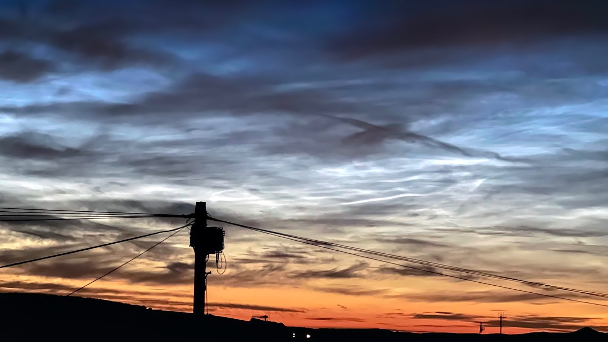 Leek, Staffordshire, Too hot to sleep ,watching noctilucent clouds spread. in just before midnig...