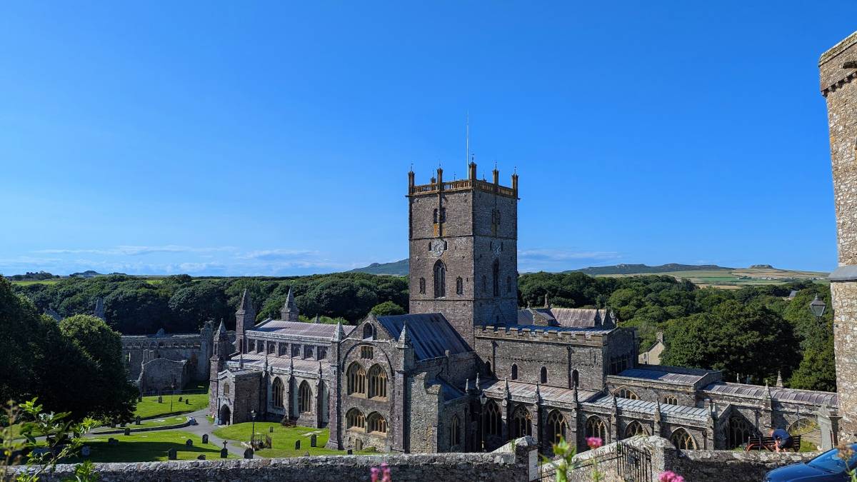St Davids, , St Davids cathedral in the sun...