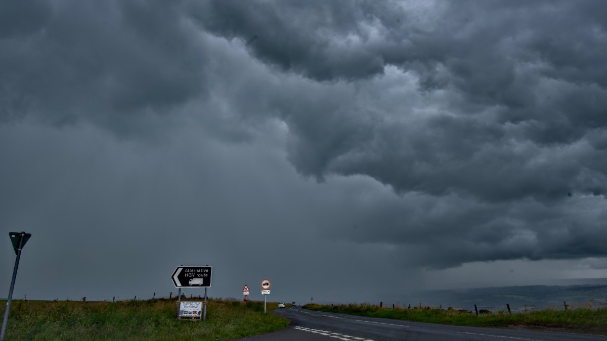 Leek, Staffordshire, Growing darker by the second as the storm approaches ...