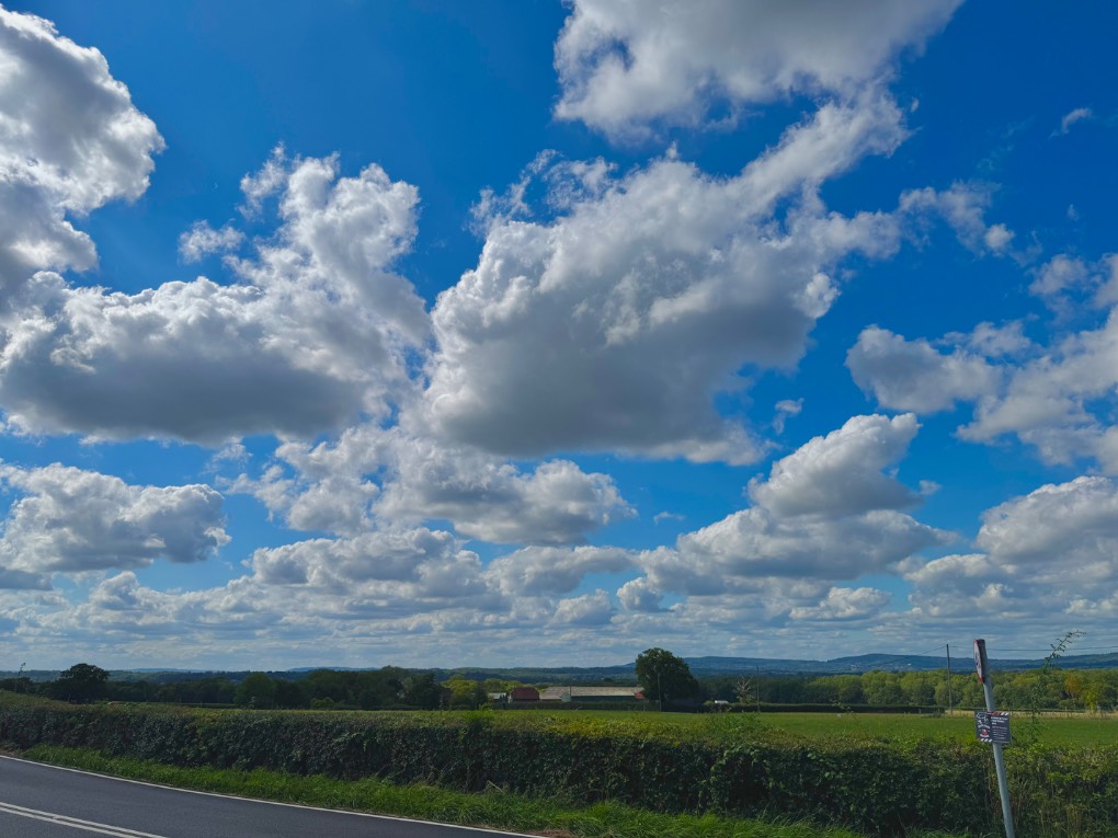 Horsham, , Beautiful fair weather cumulus looking towards the Surrey Hills, Kingsfold,...