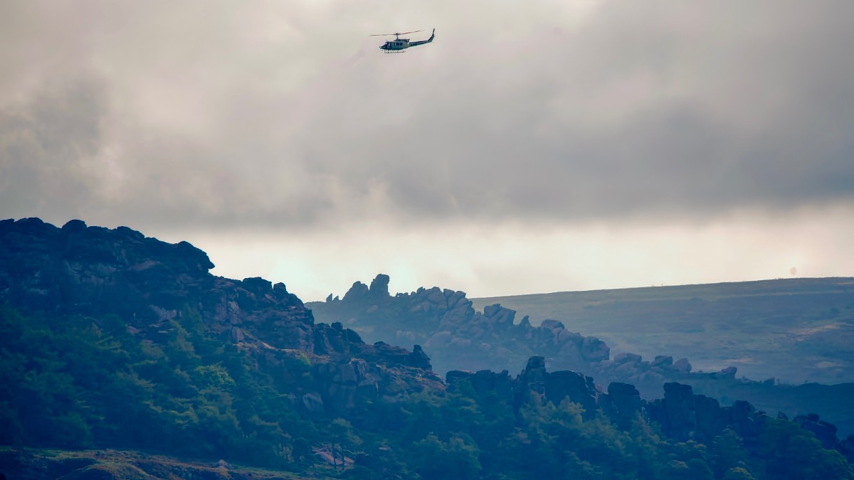 Leek, Staffordshire, Flying over the Roaches on cool misty start to the day....