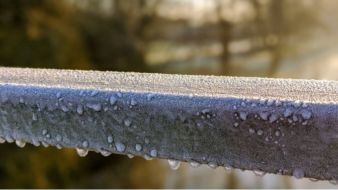 Ice on a metal rail. Posted by Brian Gaze
