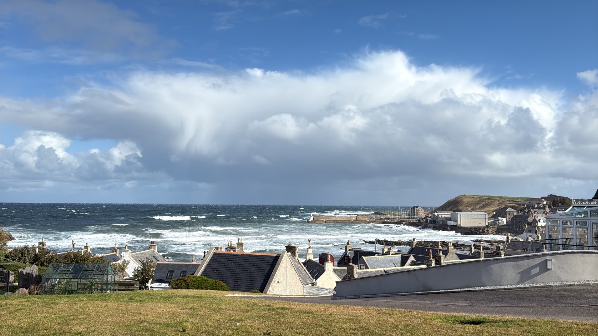 Whitehills, Banffshire, Rain out at sea (Sunday 21st September)...