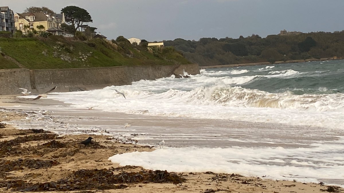 Falmouth, Cornwall, Big swell this evening ...