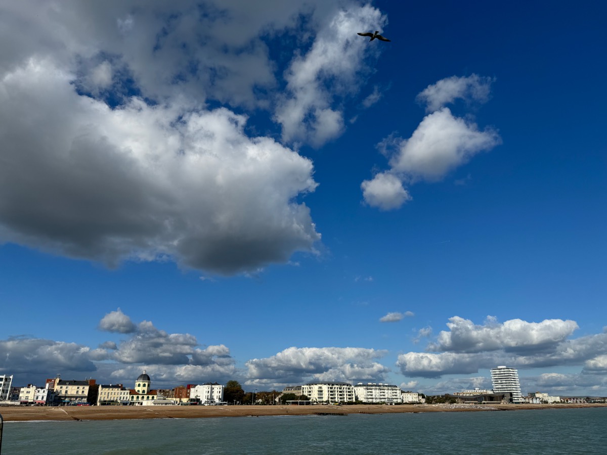 Worthing, West Sussex, Worthing sea front in a beautiful, clear NW airflow ...