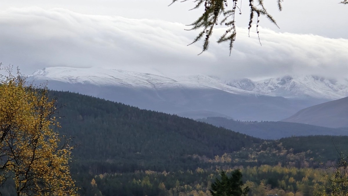Grantown on Spey, Highlands, A bit more snow on the Cairngorms. ...