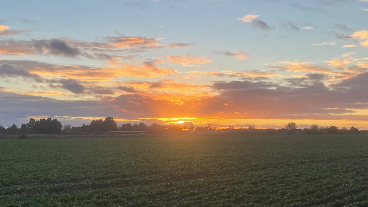 Moulton Chapel, Lincolnshire, Chilly day sunset ...