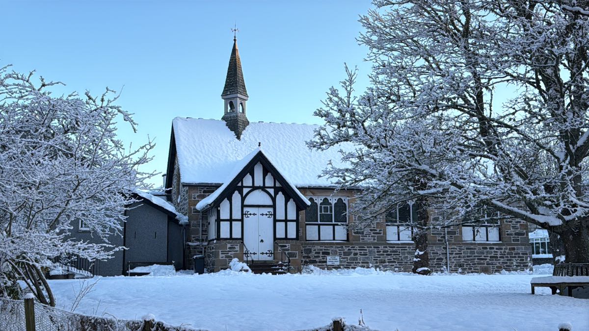 Grantown on Spey, Highlands, The last of the snow round the church before it disappears this week....
