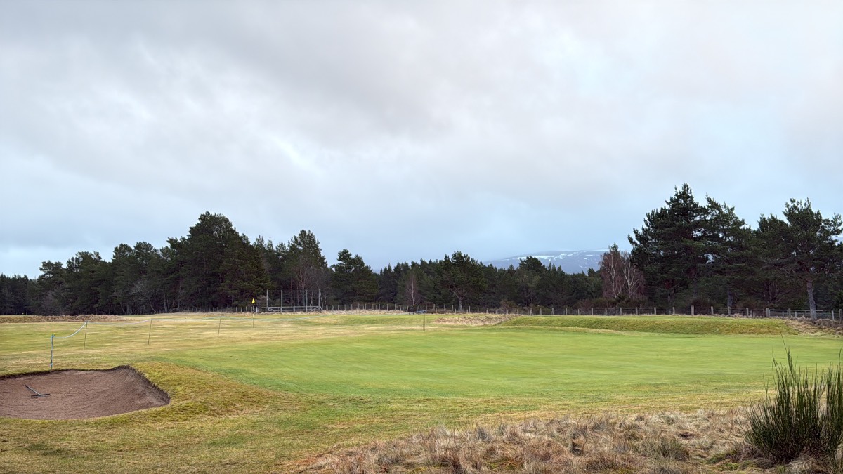 Grantown on Spey, Highlands, Still a bit of snow on the Cromdale Hills.  Greens looking a wee bit greene...