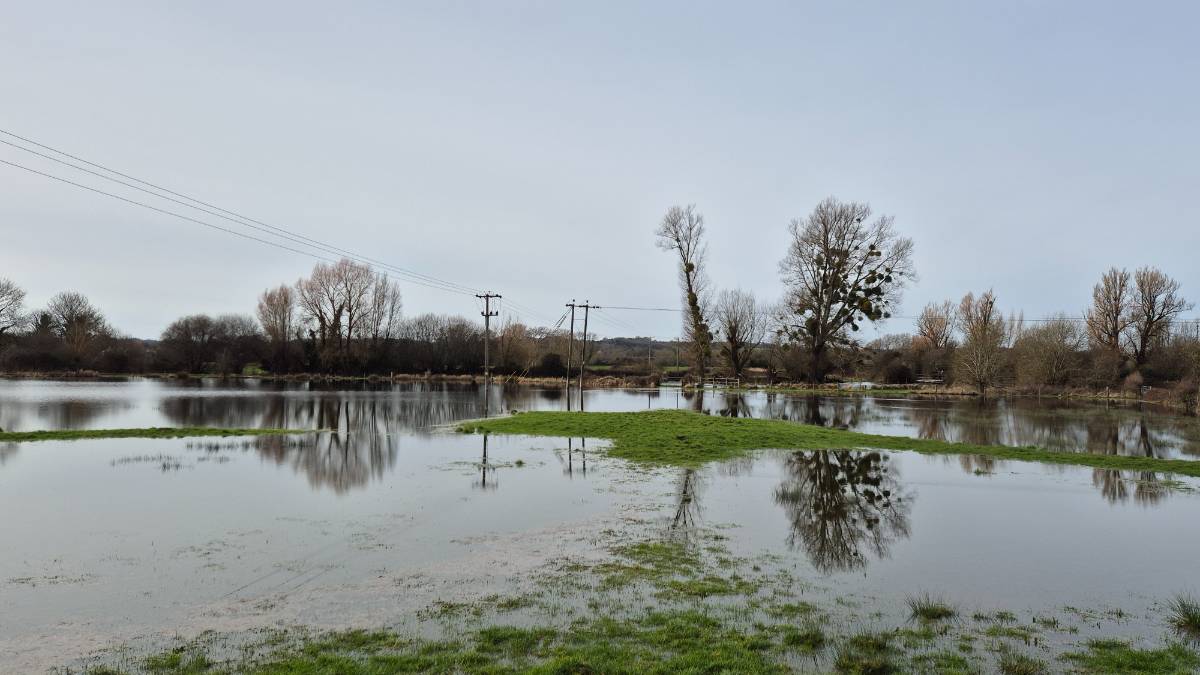 Romsey, Hampshire, River Test occupying its flood plain...