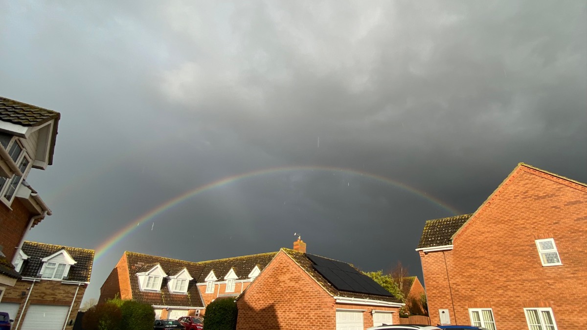 Moulton Chapel, Lincolnshire, Short, sharp shower producing a lovely rainbow. ...