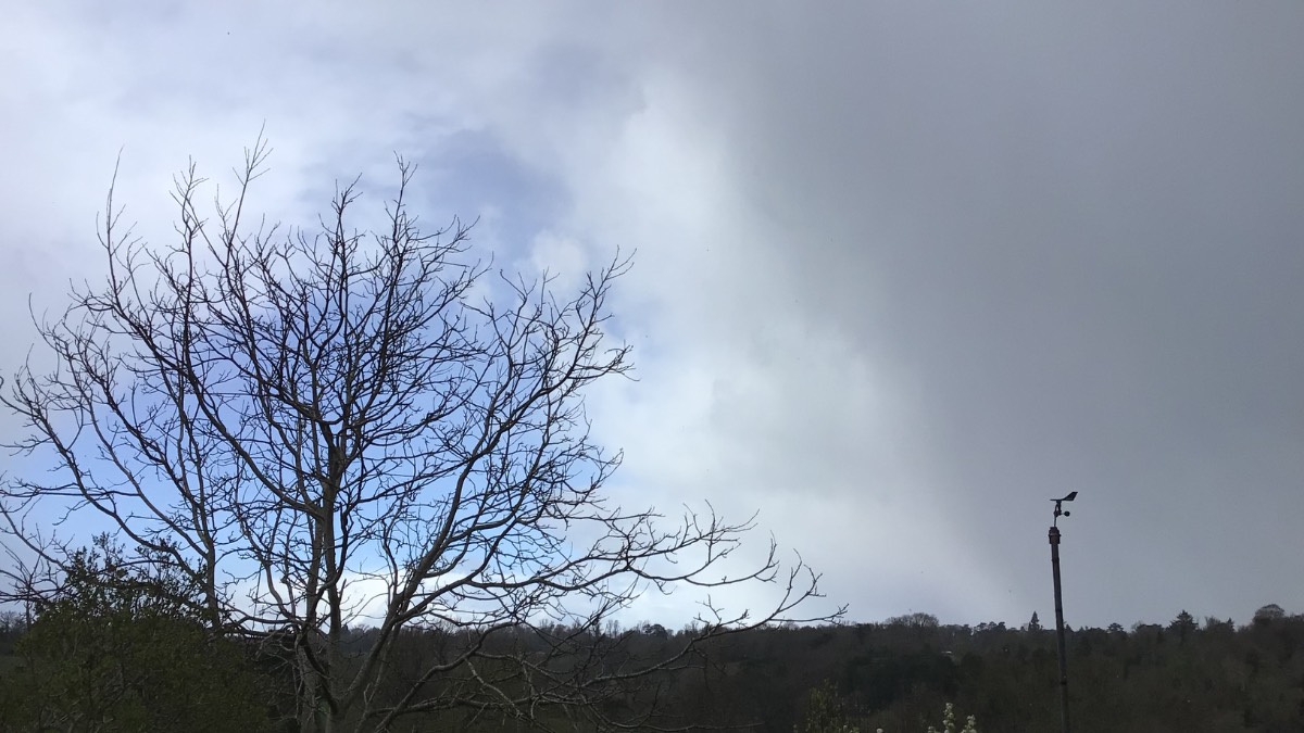 Henley, Oxon, Light hail on the edge of shower passing quickly cold just 5c with gust in ...