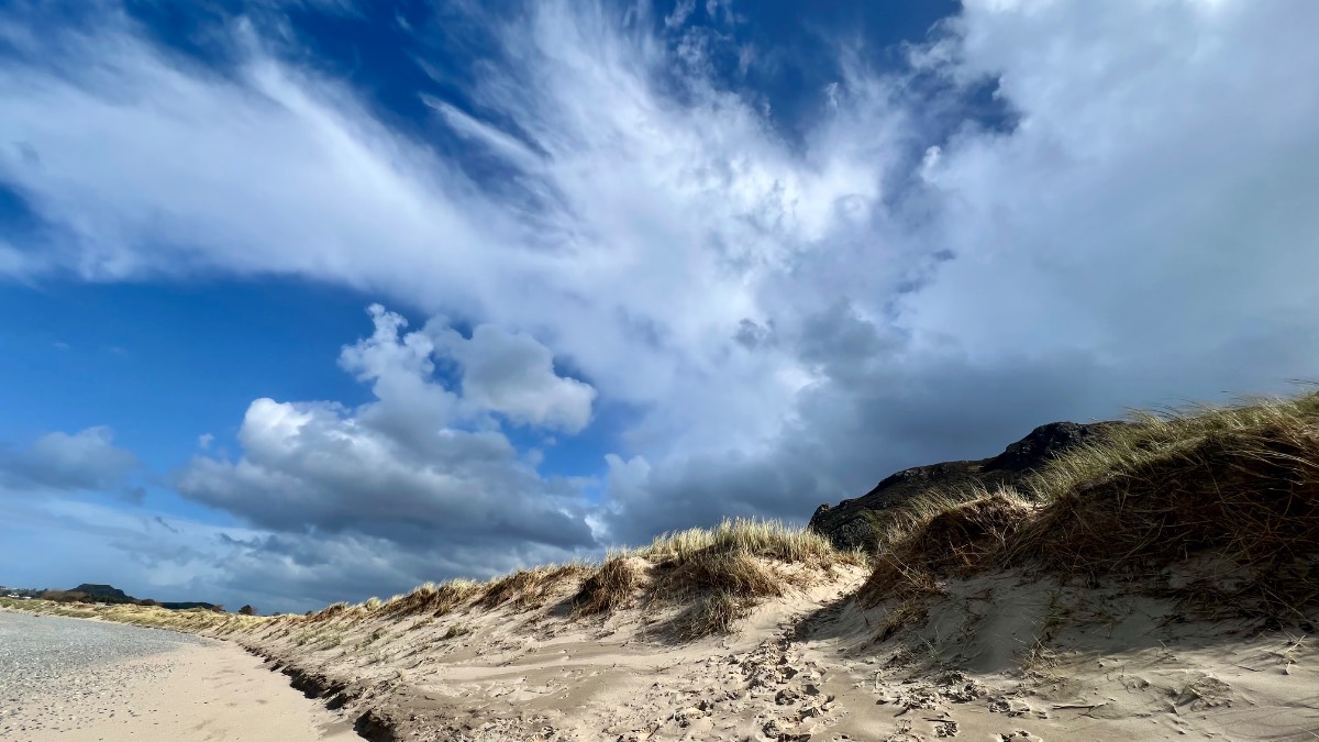 Conwy, , Fine day on the North Wales coast yesterday but with a strong breeze blowin...