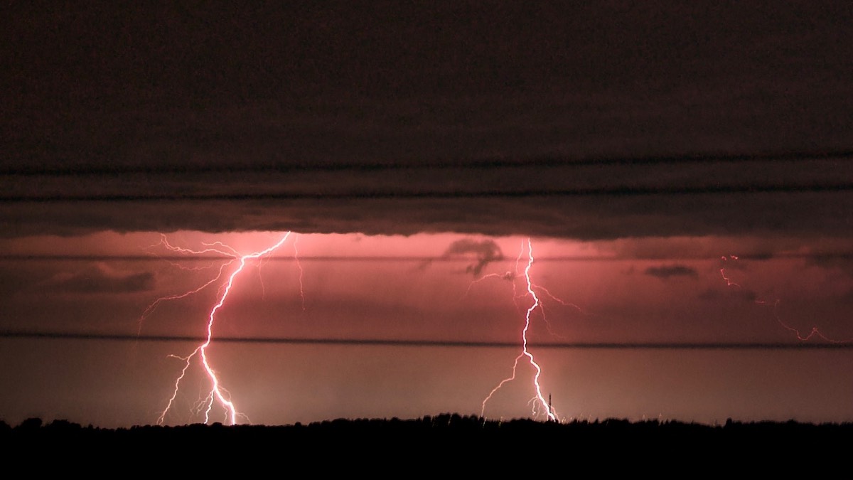 Leek, Staffordshire, Some spectacular storms over the welsh borders last night before moving acr...