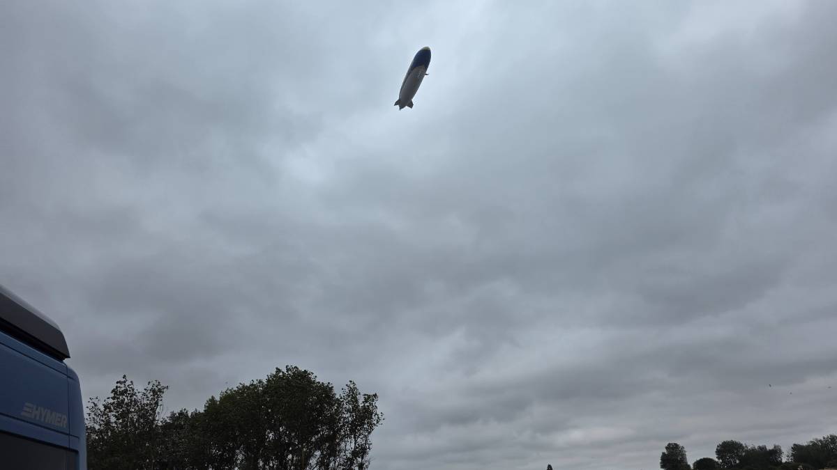 Leysdown, Kenr, Cloudy with a chance of blimps... the Good Year airship passes over Leysdow...